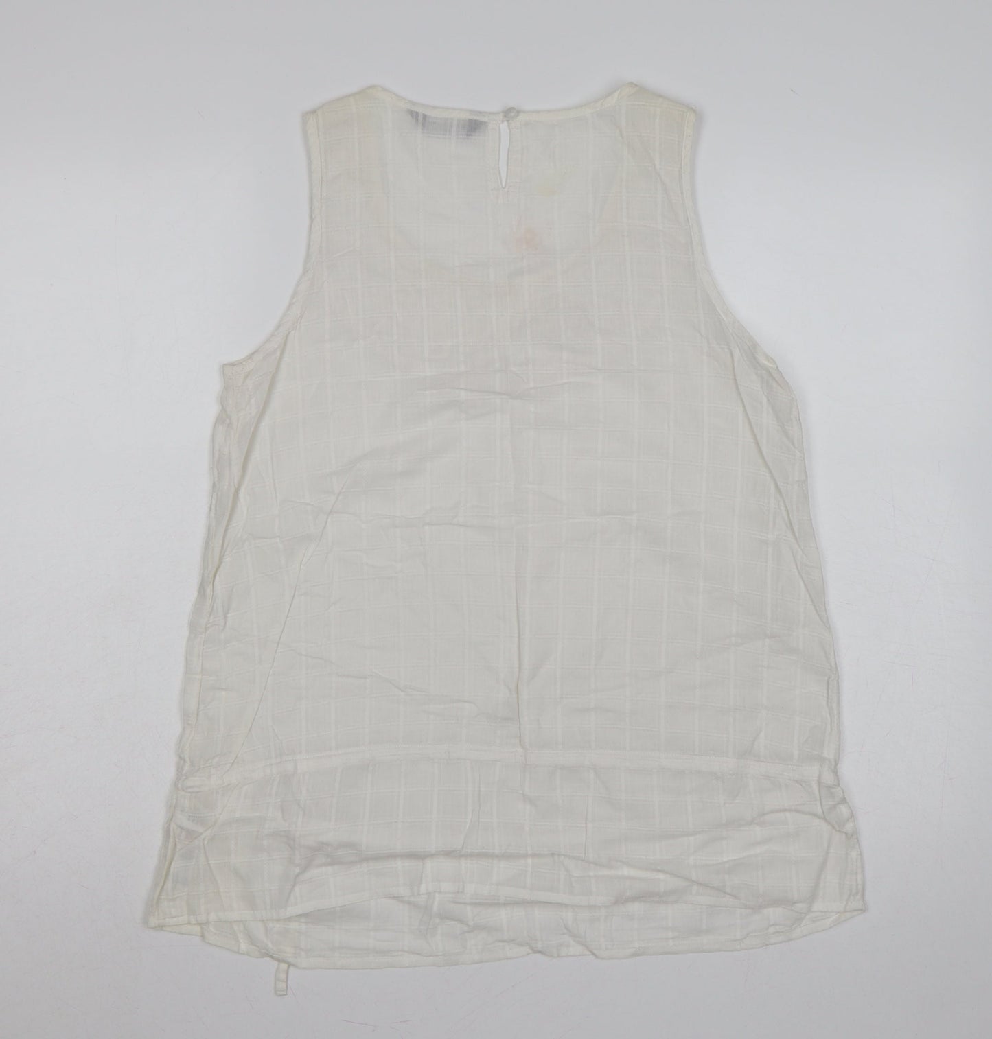 Dorothy Perkins Women Ivory UK 14 Cotton Beaded Embroidered Camisole Tank