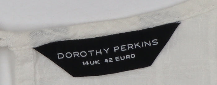 Dorothy Perkins Women Ivory UK 14 Cotton Beaded Embroidered Camisole Tank
