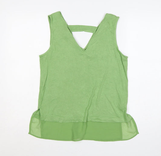 Next Women Green UK 14 Camisole V-Neck Layered Jersey Blouse