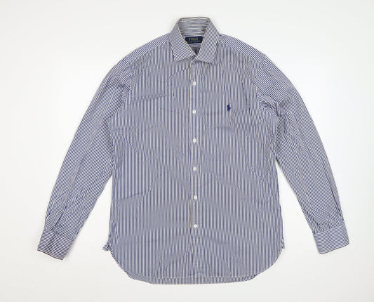 Polo Ralph Lauren Men’s Blue Stripe Cotton Shirt 15.5 Point Collar