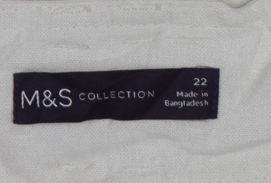 Marks & Spencer Women’s Ivory Linen Blend Cargo Shorts Belted UK 22