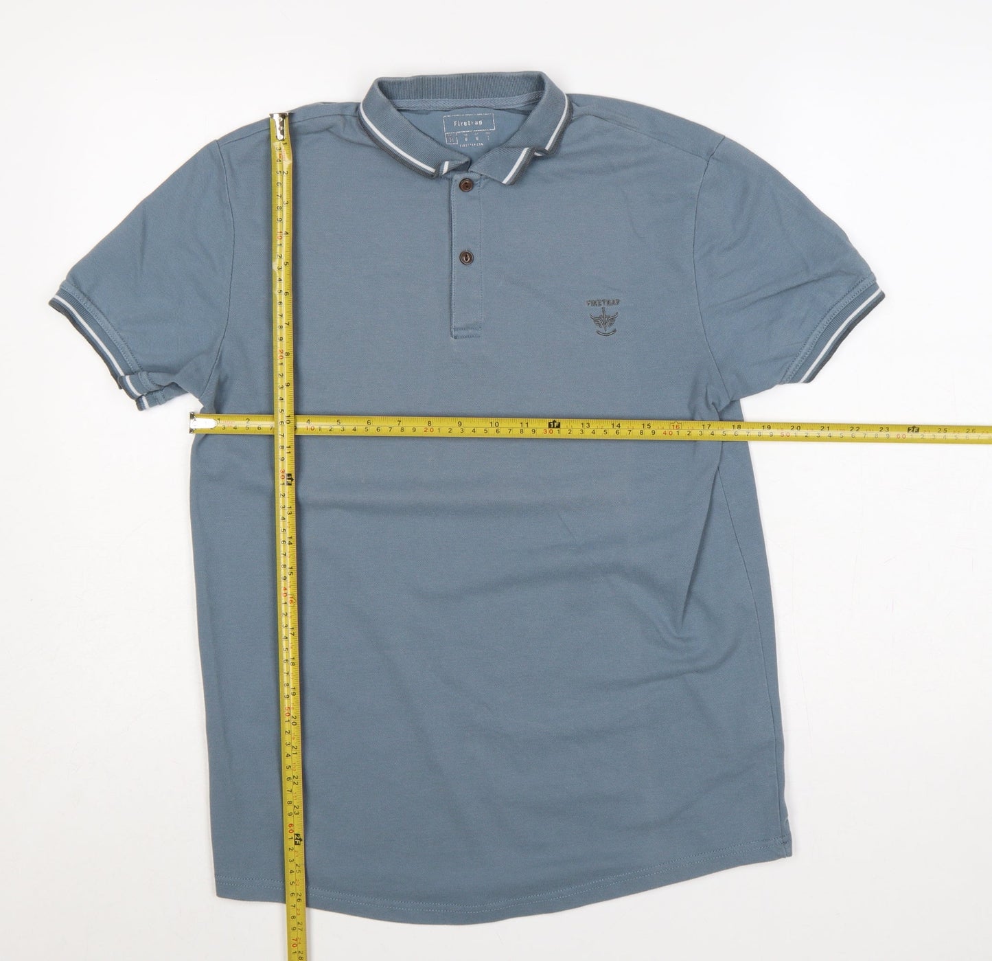 Firetrap Men's Blue M Short Sleeve Cotton Logo Polo Shirt