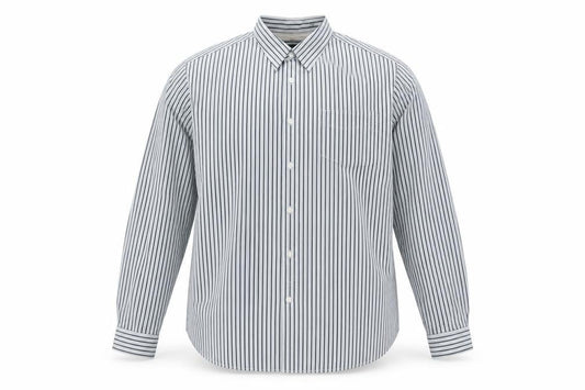 Hammond & Co Men’s White Navy Green Stripe Cotton Shirt 2XL