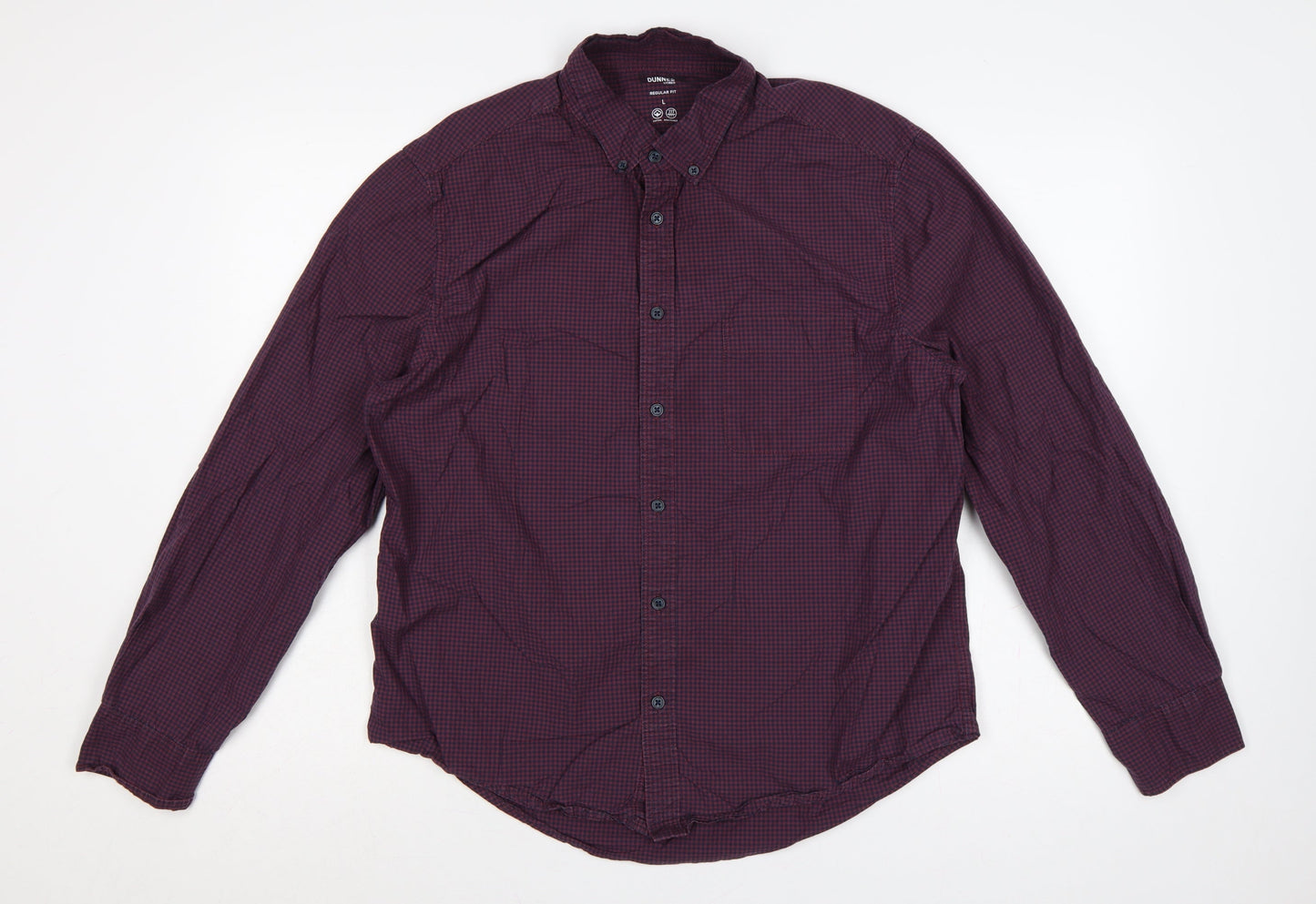 Dunnes Stores Men’s Red Check Cotton Button-Down Shirt L Regular Fit