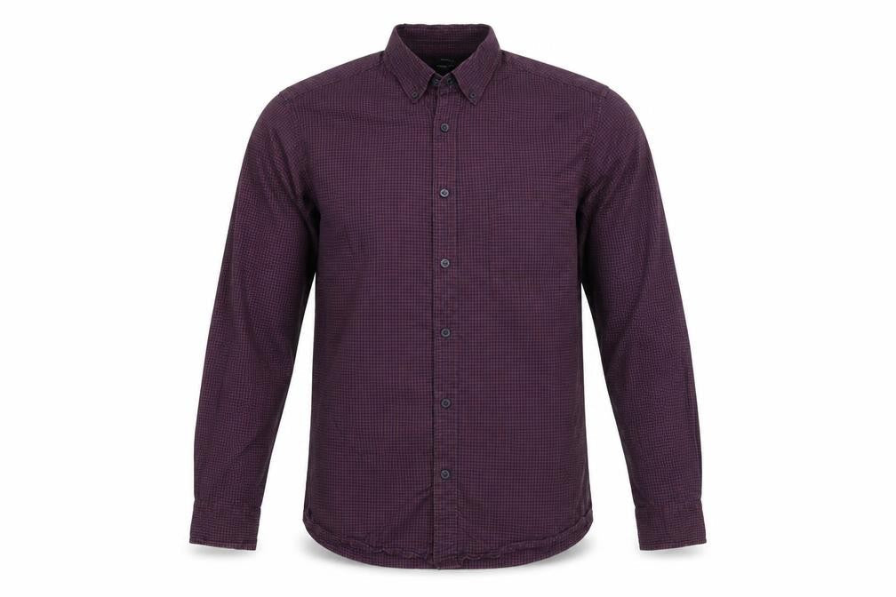 Front view of Dunnes Men’s Red Check Cotton Button-Down Shirt L Regular Fit