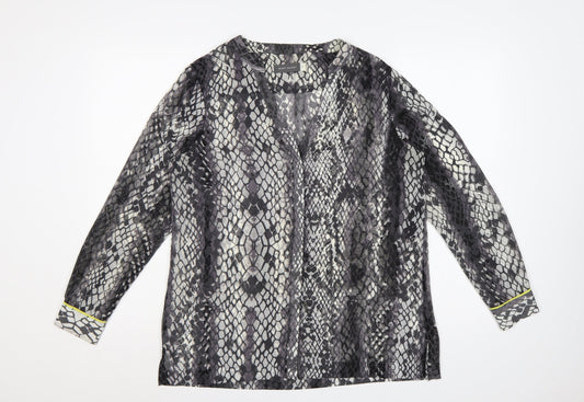 Mint Velvet Women Multicoloured UK 12 Snake Print Sheer V-Neck Blouse