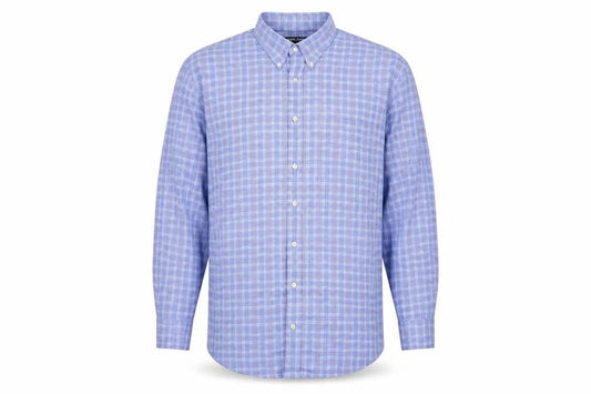 Kirkland Signature Men's Blue Check 17 Traditional Fit Non-Iron Shirt