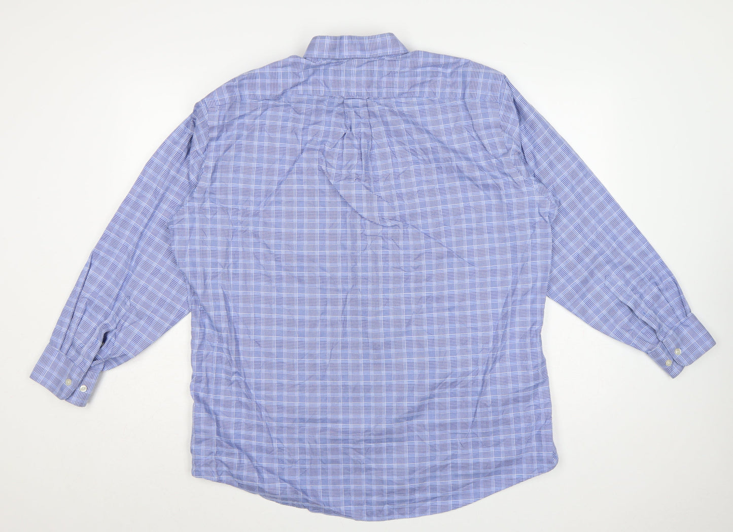 Kirkland Signature Men's Blue Check 17 Traditional Fit Non-Iron Shirt