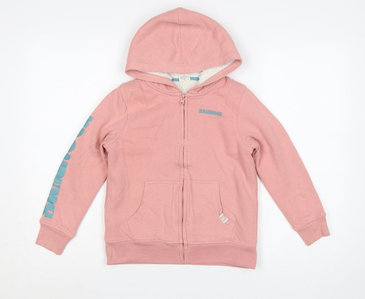 Saltrock Girls Pink 7-8 Years Full Zip Sherpa Lined Logo Hoodie