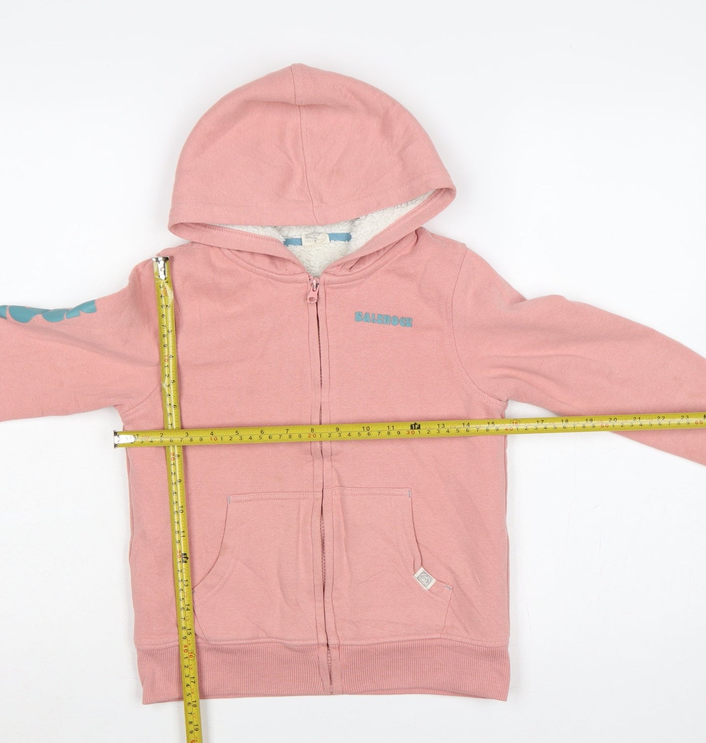 Saltrock Girls Pink 7-8 Years Full Zip Sherpa Lined Logo Hoodie