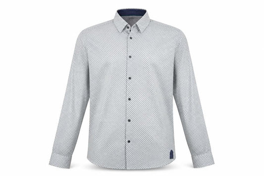 Marks & Spencer Men's White Blue Geometric Tailored Fit XXL Shirt