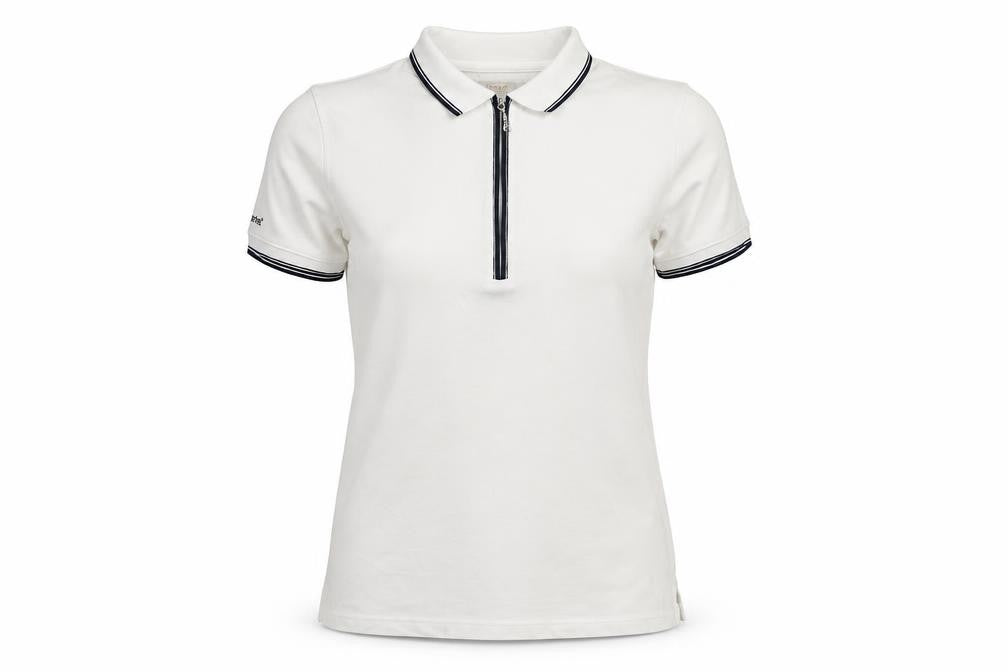 Kartel Women White UK 12 Classic Zip Polo Shirt Cotton Stretch