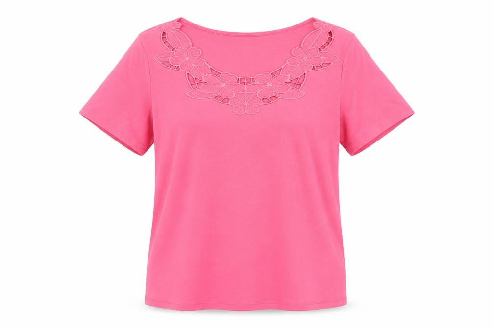 Marks & Spencer Women's Pink UK 16 Jersey Floral Embroidered Top