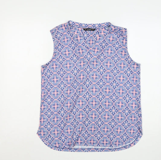 Dunnes Stores Women’s Blue Pink Geometric Sleeveless Tank Top UK 14
