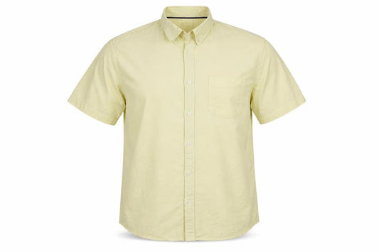 Marks & Spencer Men Yellow XL Oxford Button-Down Short Sleeve Shirt