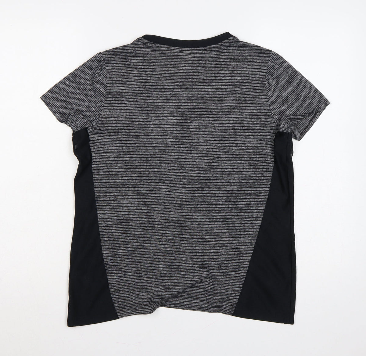 Close-up detail of Dunnes Women Grey M Athletic Mesh Panel Running T-Shirt