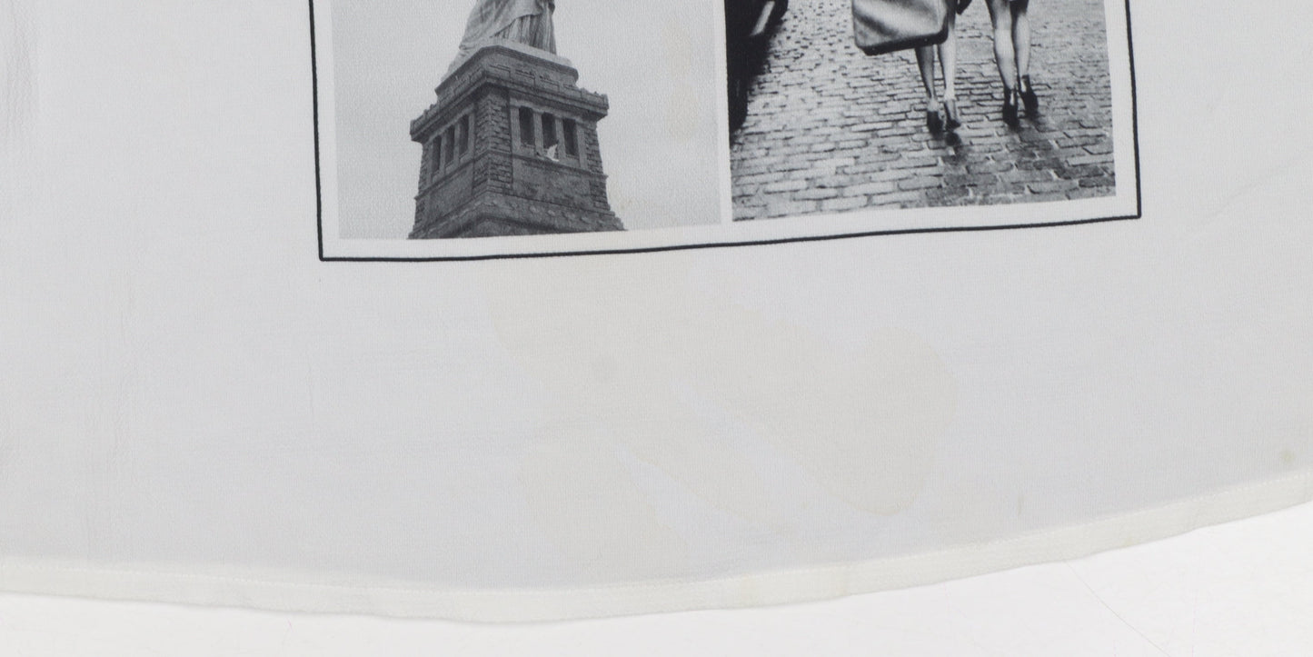 Dunnes Women White Grey NYC Rhinestone Basic Tank Top UK 10
