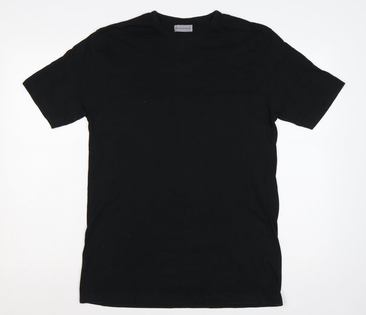 Nicole Farhi Men's Black XL Cotton Crew Neck Logo T-Shirt