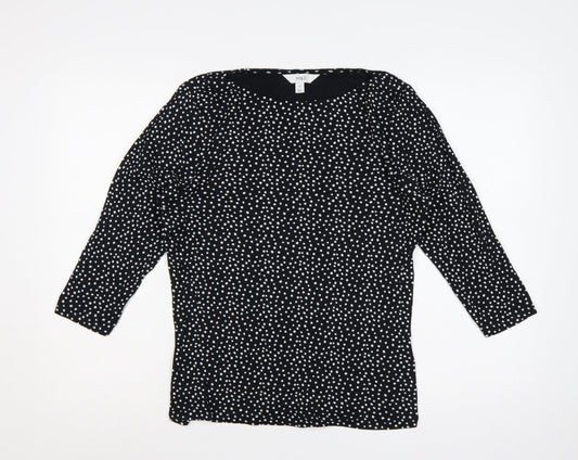 Marks and Spencer Women's Black UK 16 Polka Dot 3/4 Sleeve Blouse
