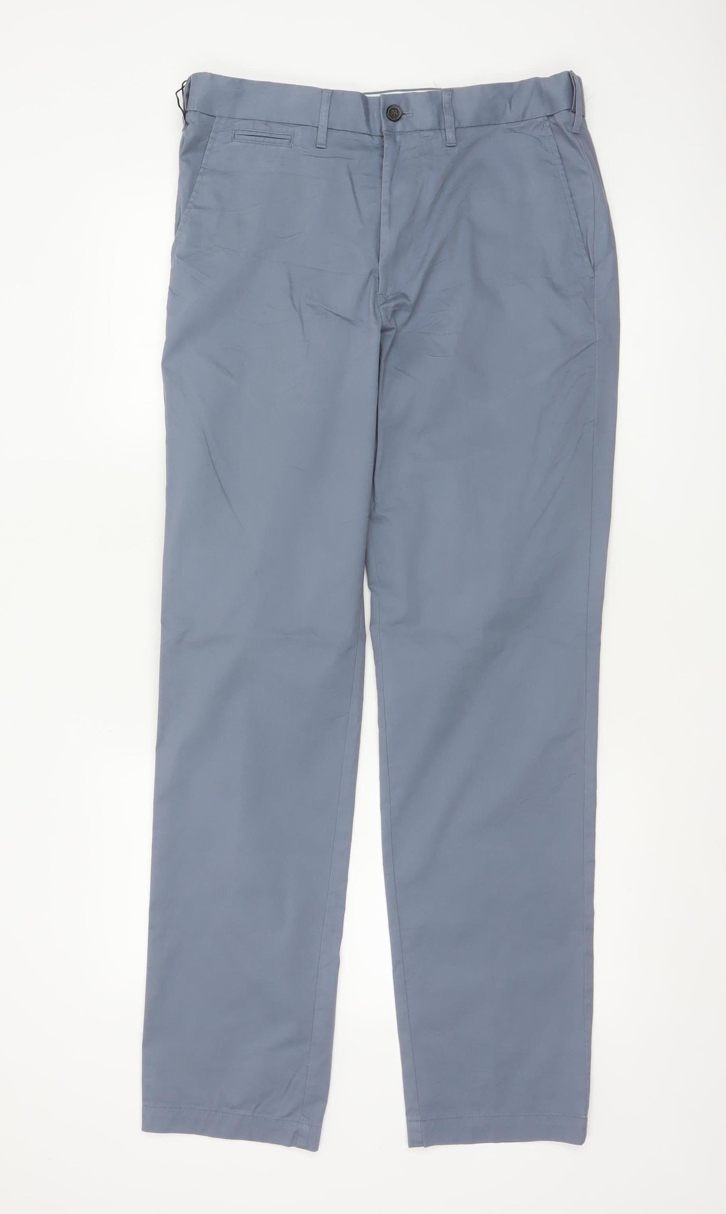 Marks & Spencer Men's Blue 32 Regular Fit Cotton Blend Chino Trousers