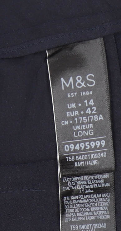Marks and Spencer Women’s Navy UK 14 Long Tailored Wool Trousers