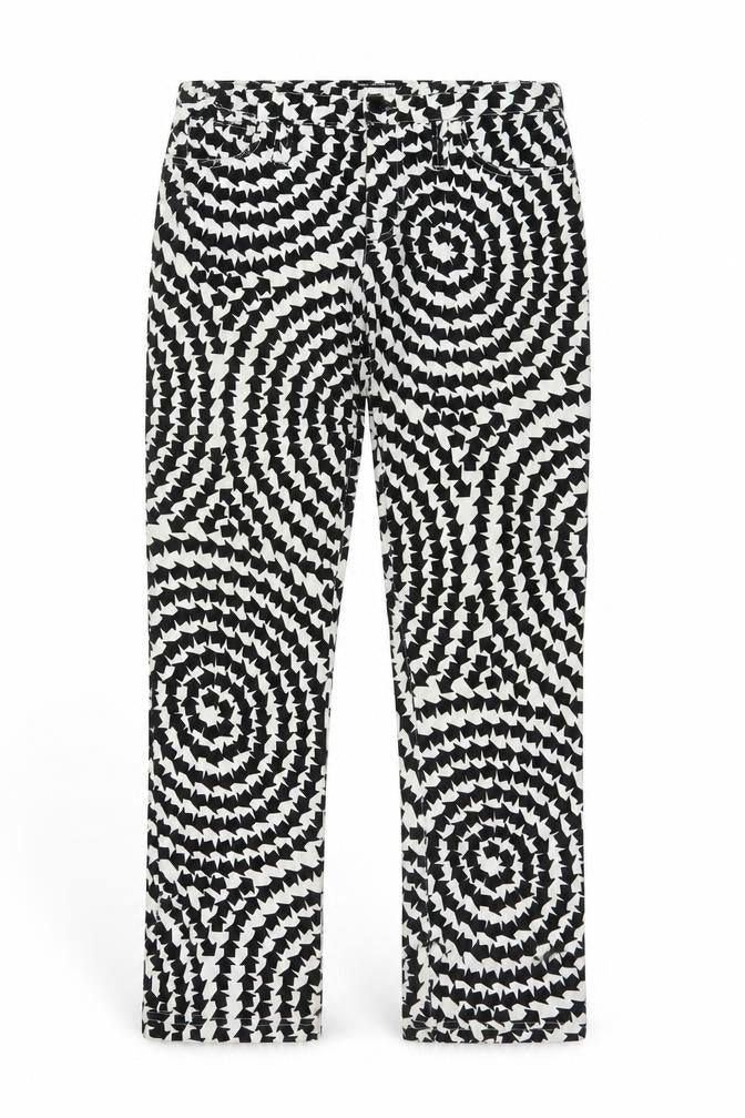 GF Ferré Women’s Black White Geometric Bootcut Trousers Size 29