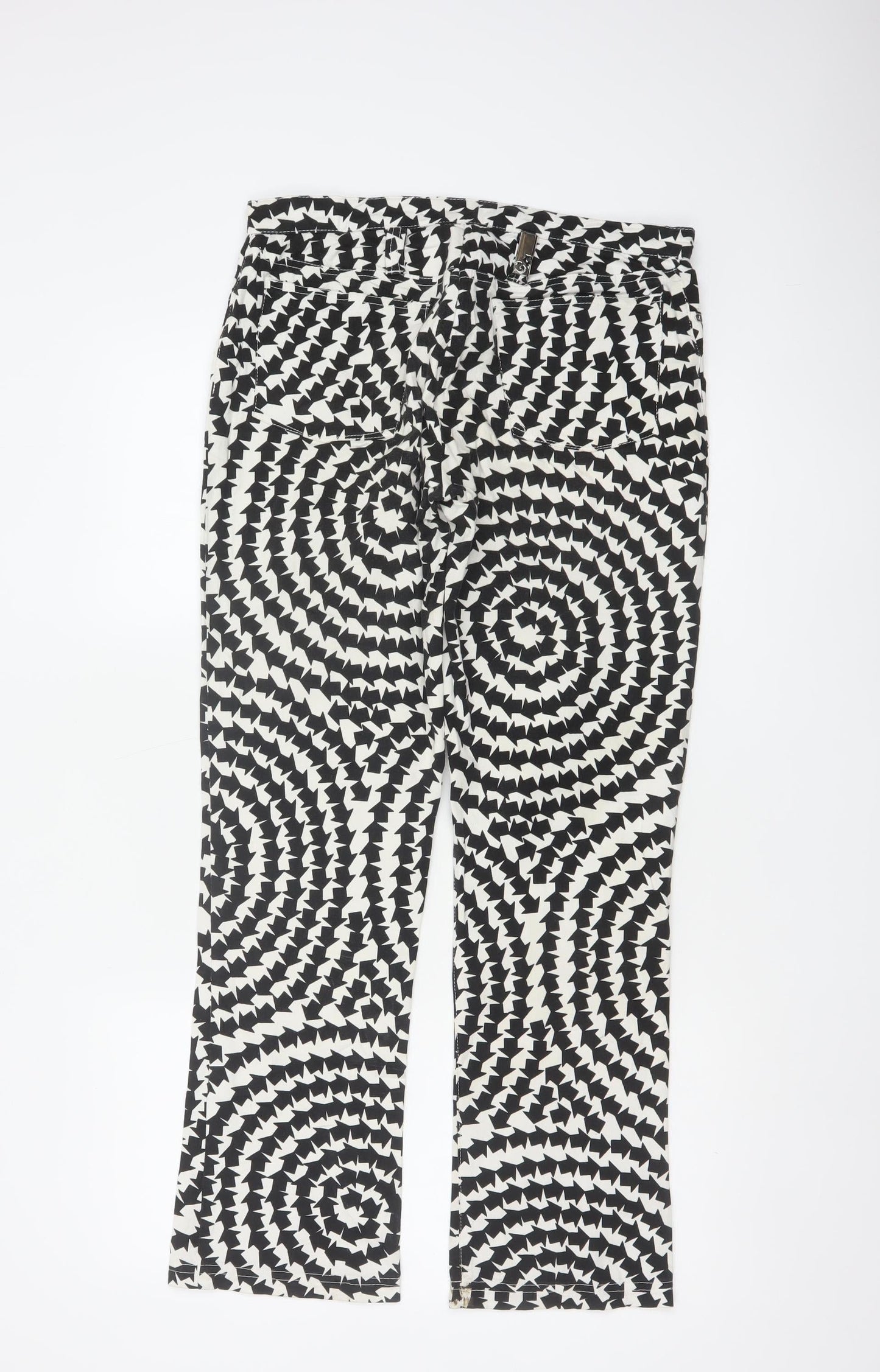 GF Ferré Women’s Black White Geometric Bootcut Trousers Size 29