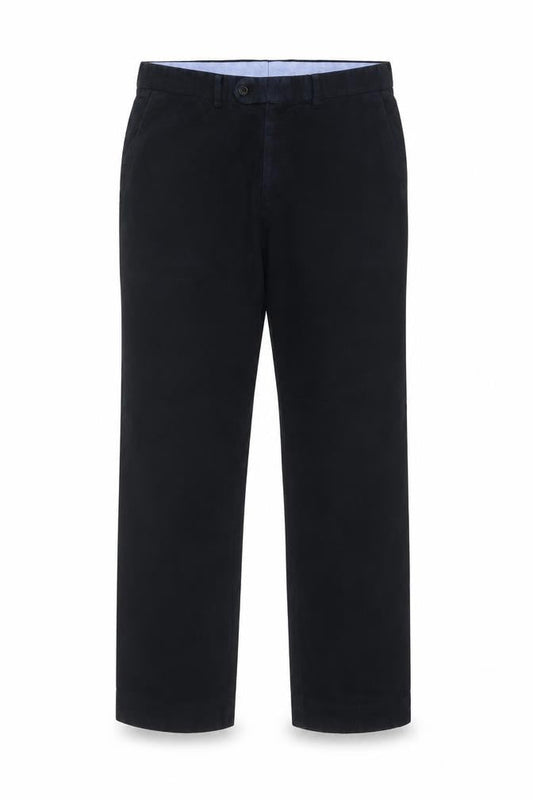 Gurteen Men’s Black 36R Cotton Flat Front Smart Trousers
