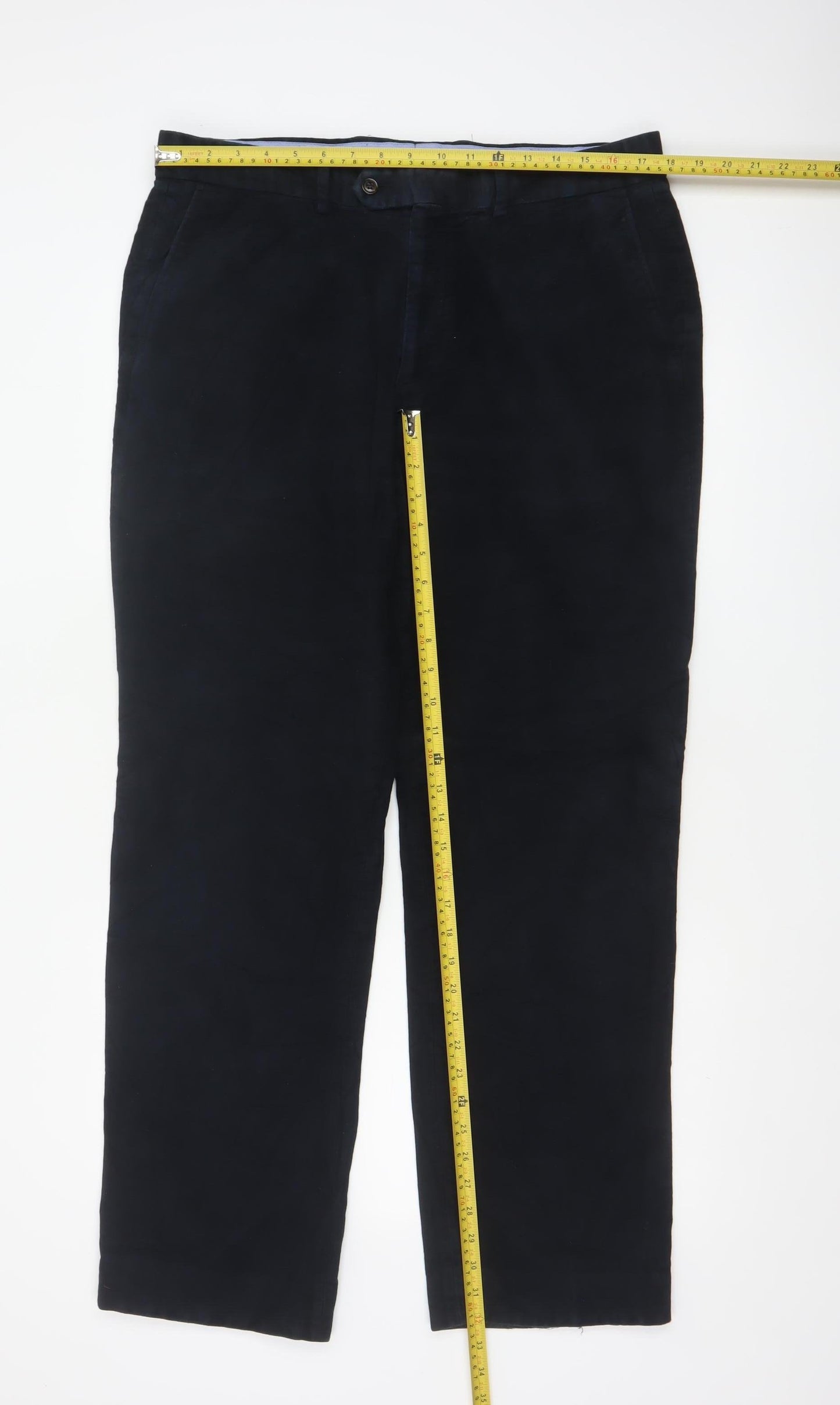 Gurteen Men’s Black 36R Cotton Flat Front Smart Trousers