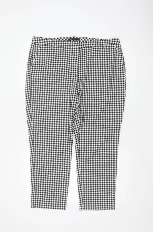 Marks & Spencer Women's Black White Gingham Tapered Trousers UK 16