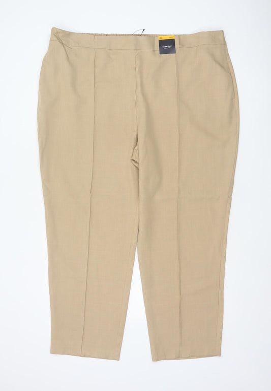 M&S Women’s Beige Size 24 Short High Rise Straight Trousers