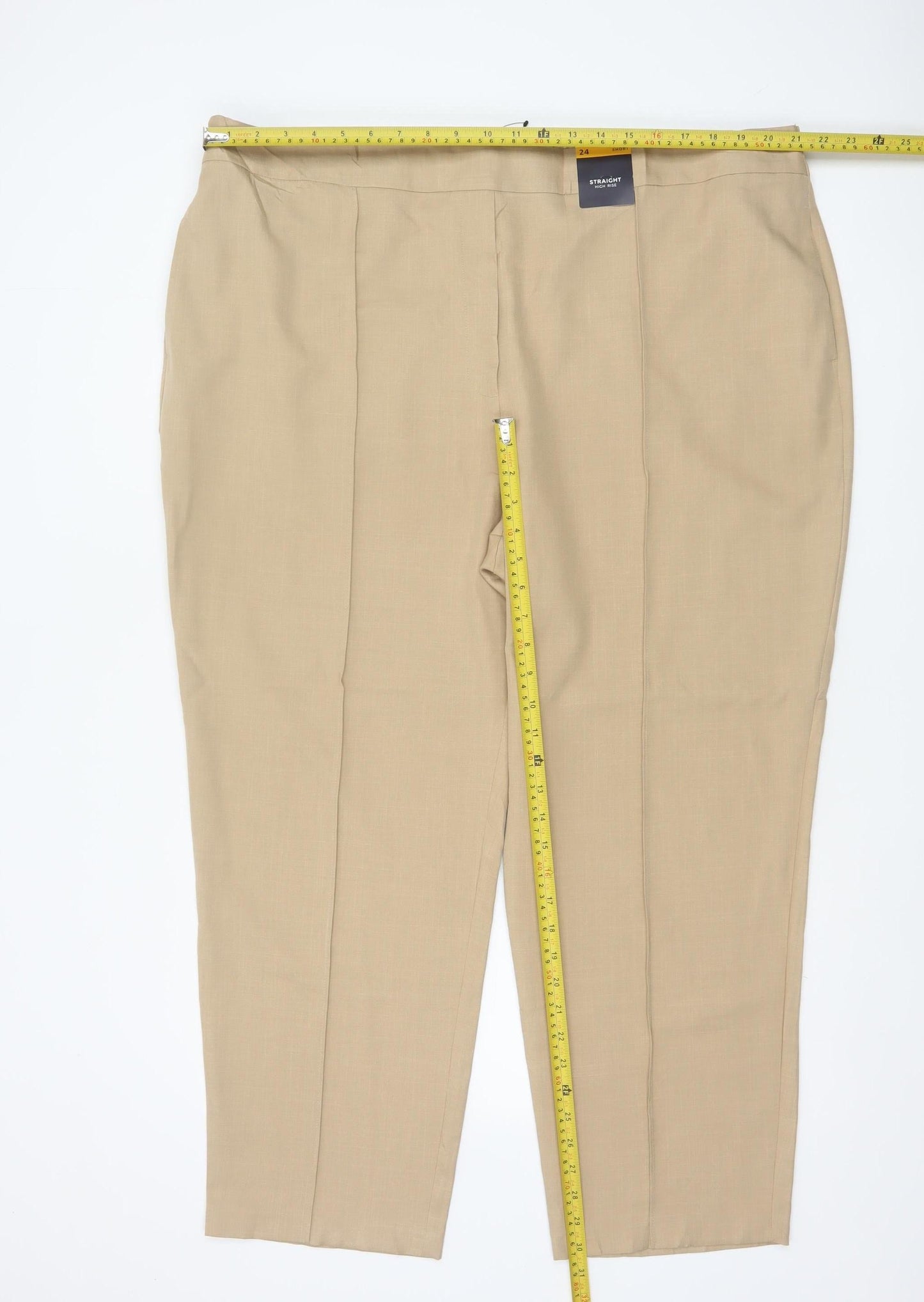 M&S Women’s Beige Size 24 Short High Rise Straight Trousers