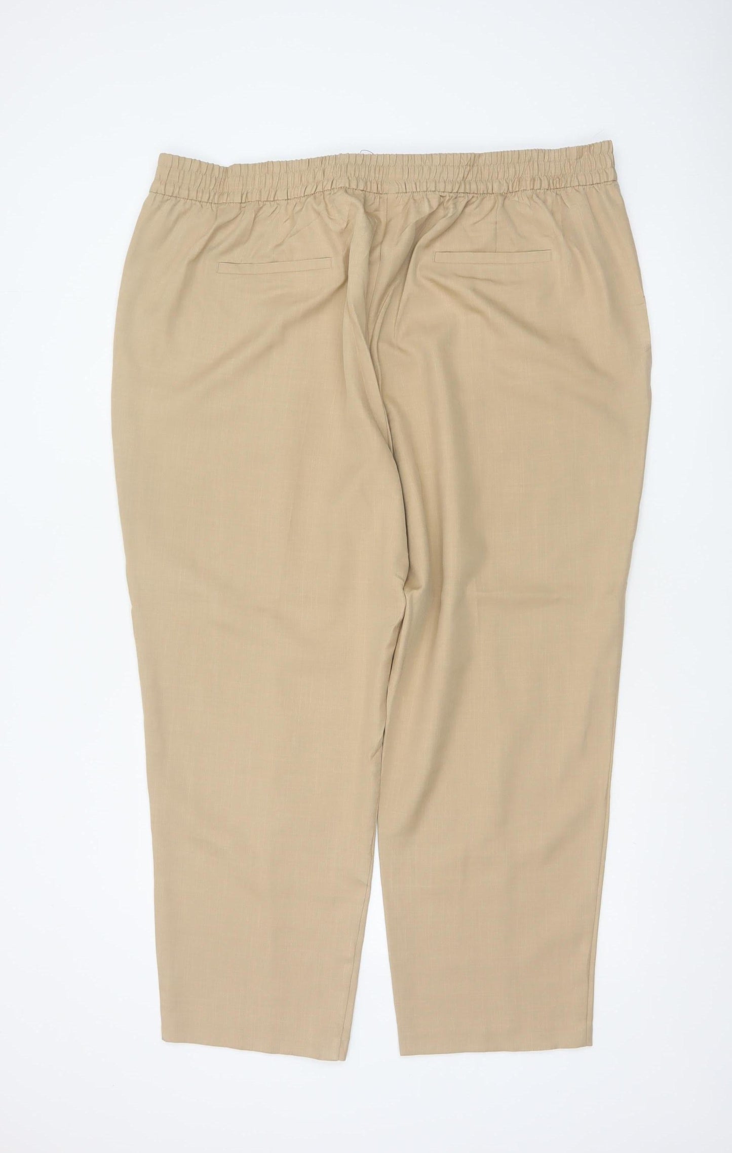 M&S Women’s Beige Size 24 Short High Rise Straight Trousers