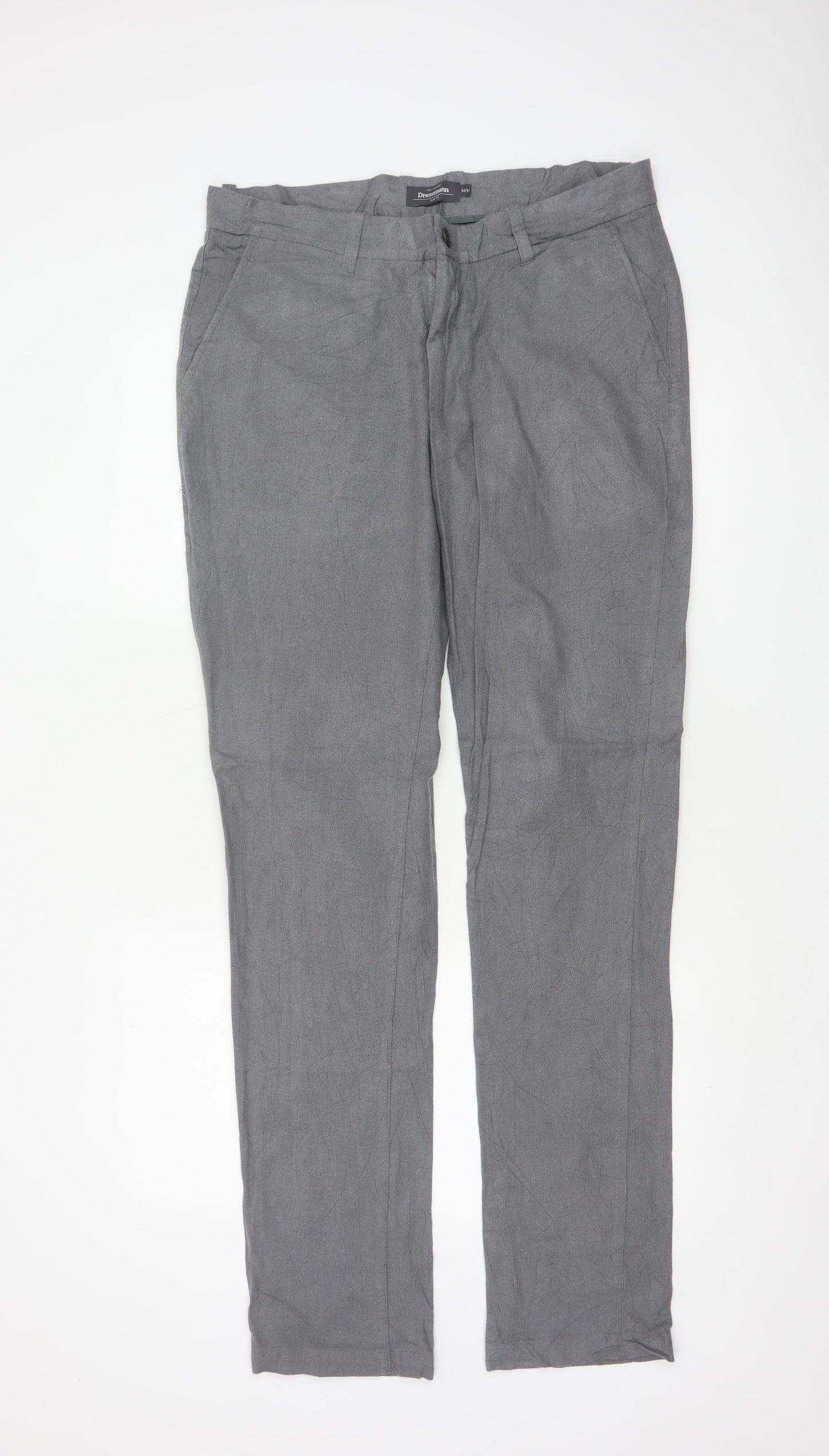 Dressmann Women’s Grey Slim Fit Chino Trousers Size 34 34/34