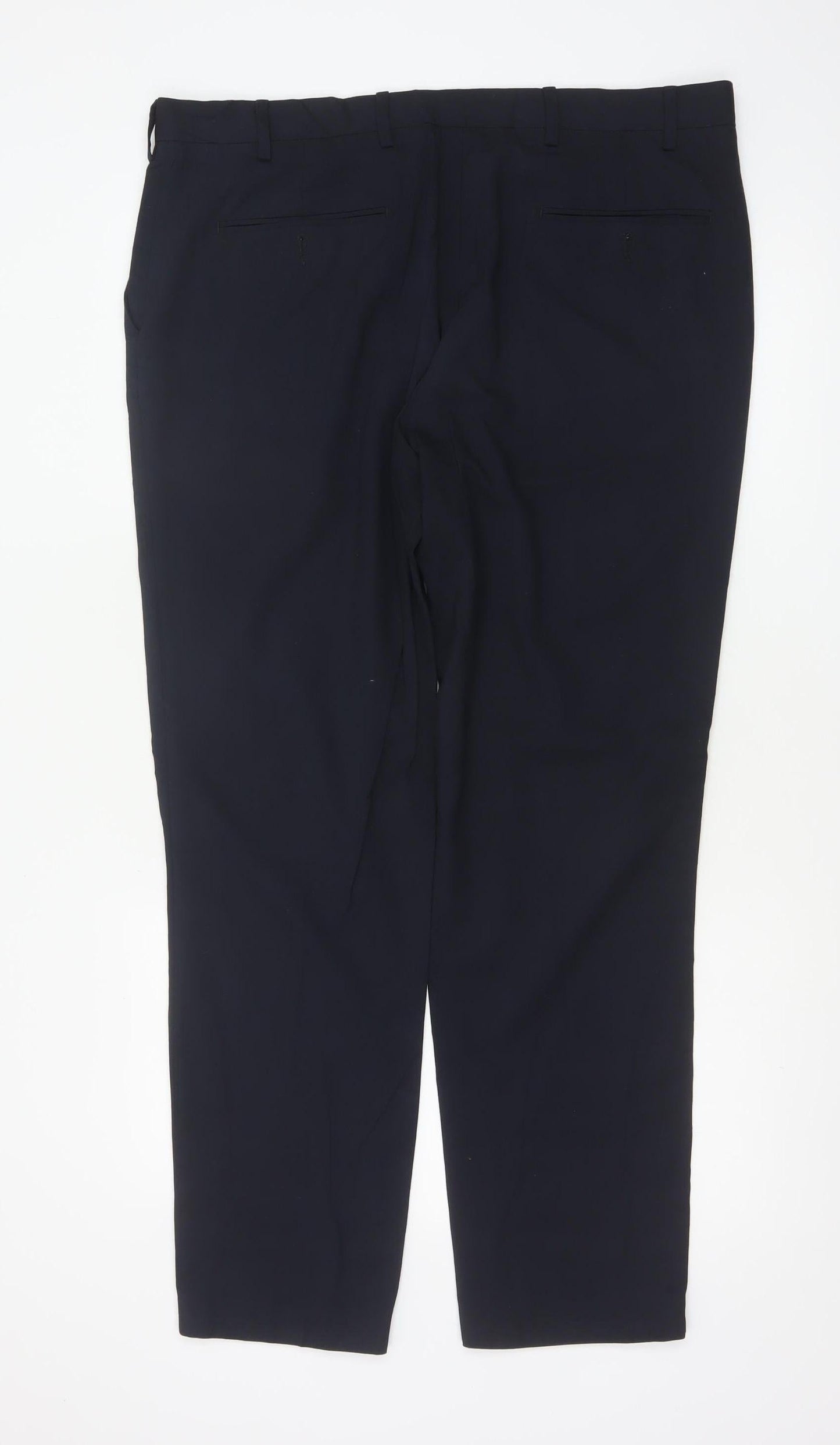 Marks & Spencer Men’s Navy 38/31 Slim Fit Dress Trousers Flat Front