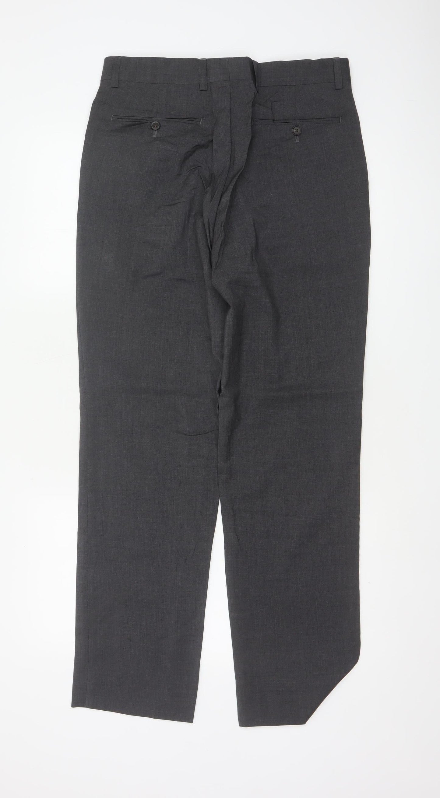 Jaeger Women’s Grey UK 10 Regular Wool Straight Leg Tailored Trousers
