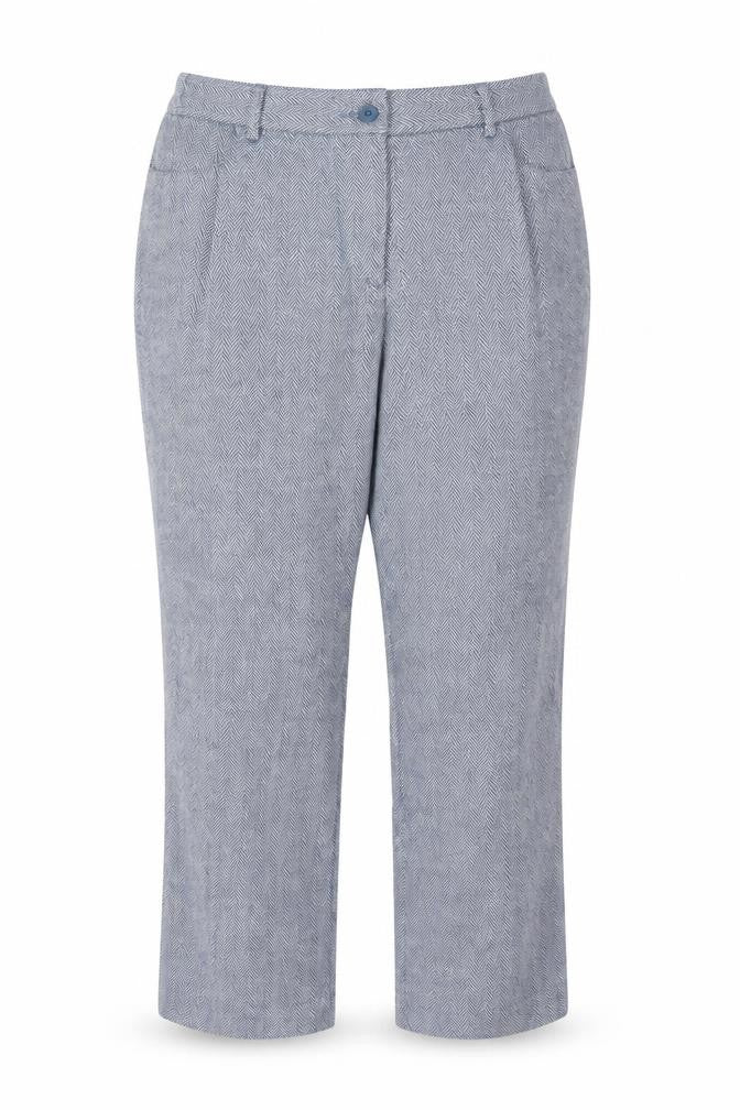 Cotton Traders Women Blue Herringbone Wool Blend Tailored Trousers UK 16