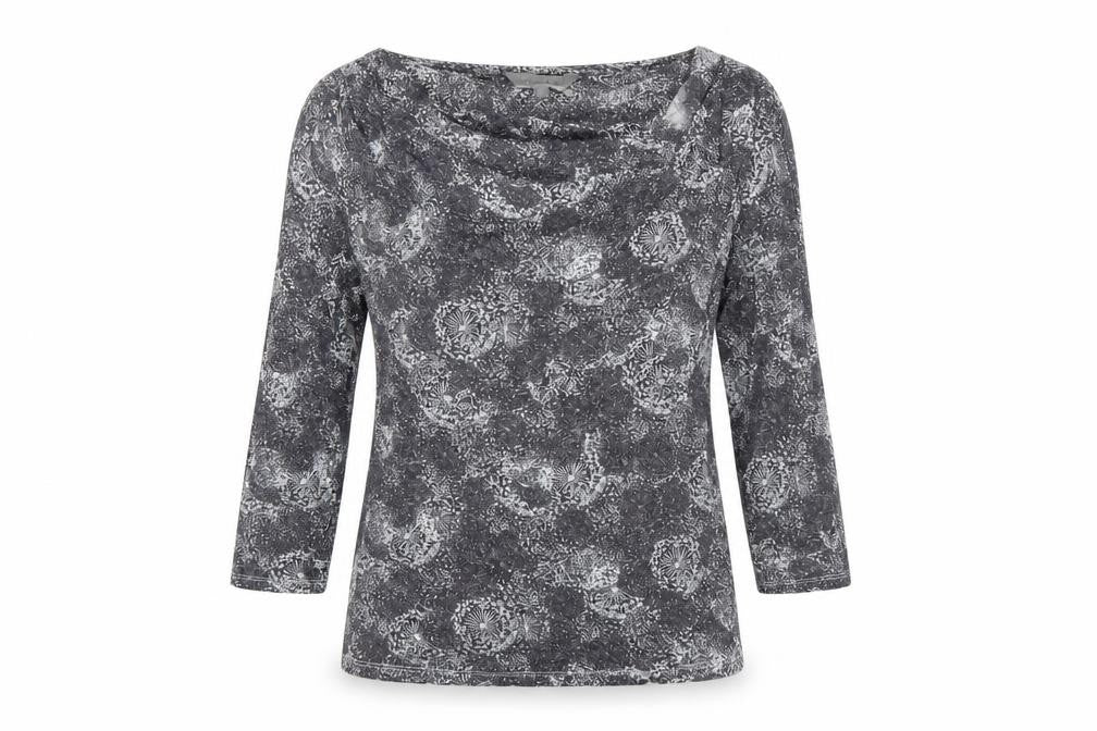 RJR.John Rocha Women Grey Floral Cowl Neck Jersey Blouse UK 12