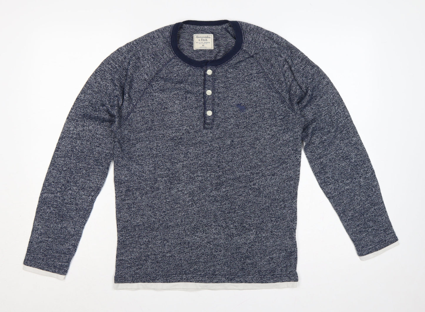 Abercrombie & Fitch Men’s Blue XS Long Sleeve Henley Logo T-Shirt