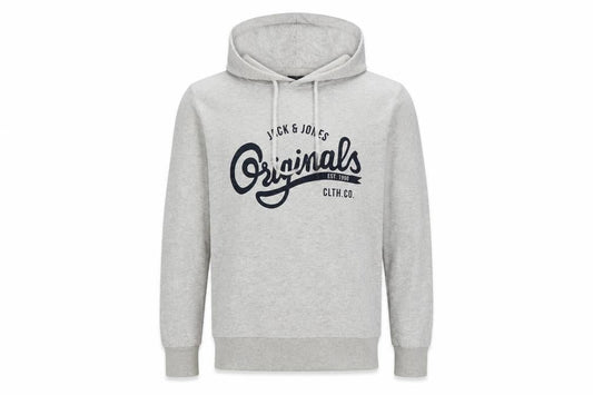 Jack & Jones Men’s Grey M Pullover Hoodie Graphic Print Pouch Pocket
