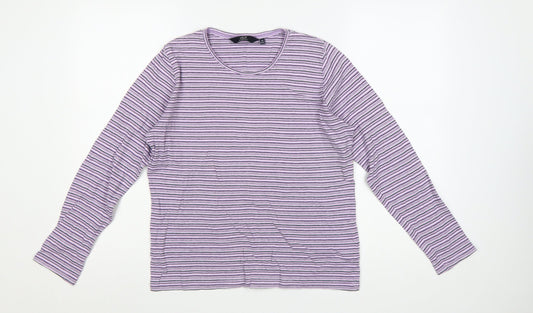 Isle Essentials Women’s Purple Stripe Cotton Jersey Top UK 14-16
