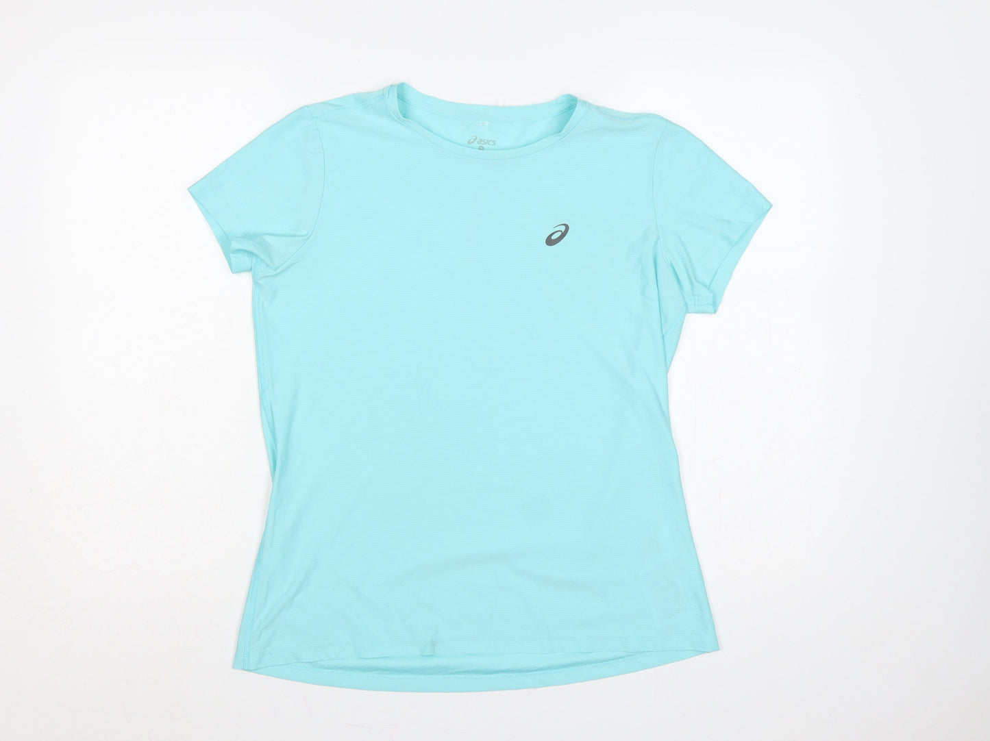 Asics Women Blue M Athletic Motion Dry Reflective Running T-Shirt