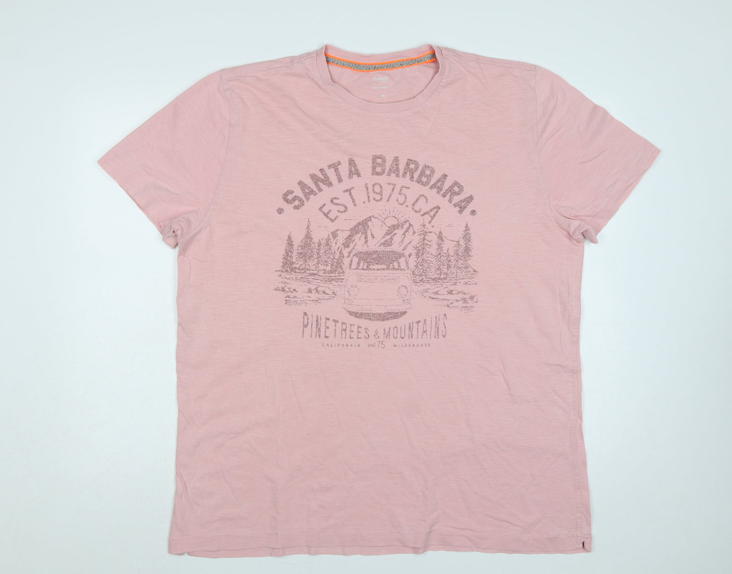 Dunnes Stores Men's Pink 2XL California Mountain Graphic Print T-Shirt