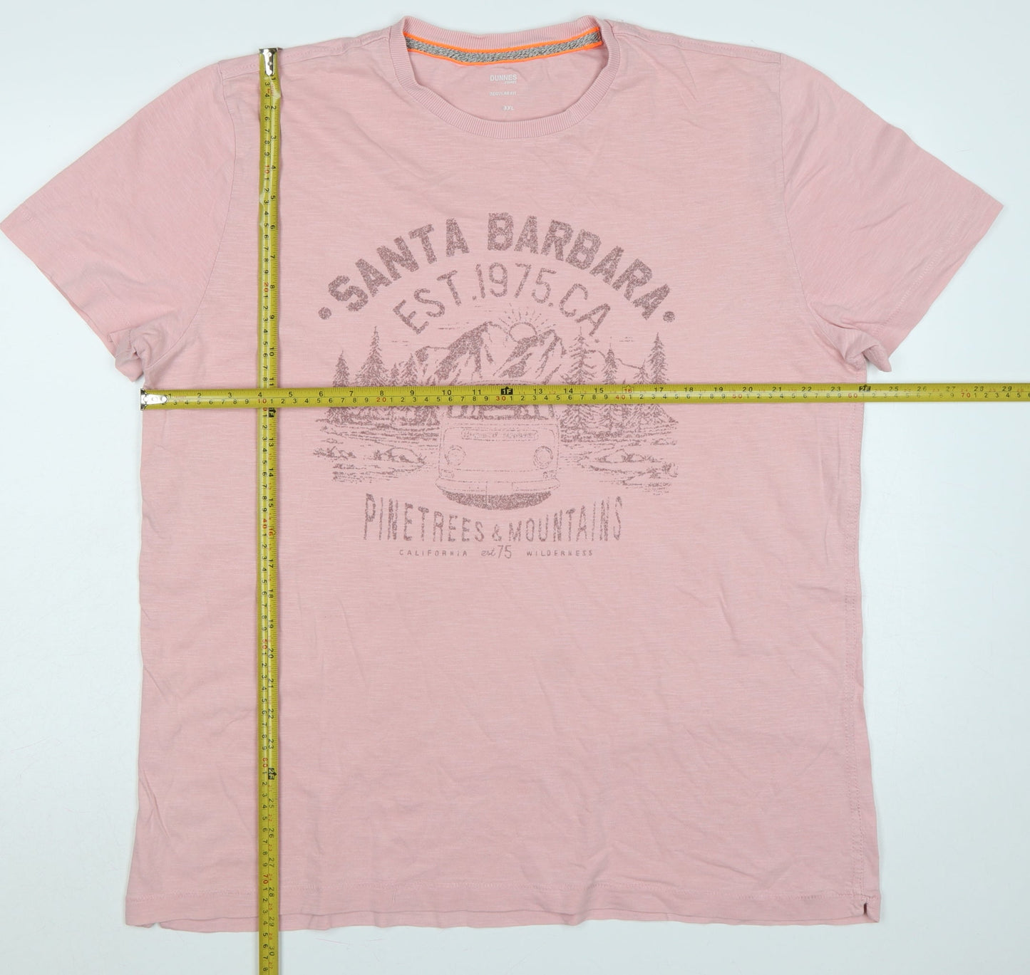 Dunnes Stores Men's Pink 2XL California Mountain Graphic Print T-Shirt