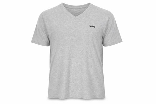 Slazenger Men’s Grey L V-Neck Short Sleeve Cotton Blend Logo T-Shirt