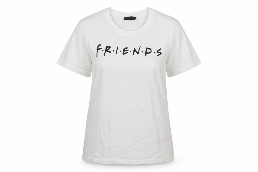 LMTD Women White S Friends Logo Jersey T-Shirt Short Sleeve