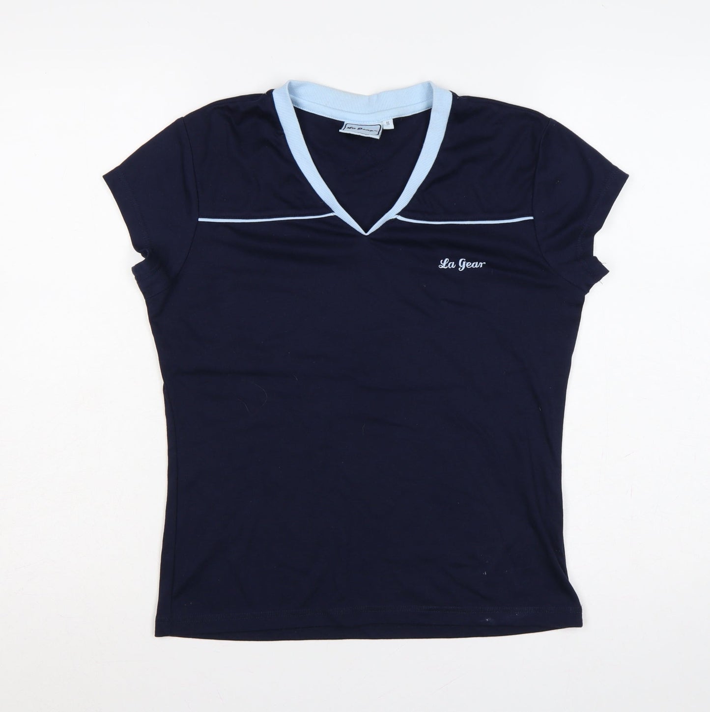 La Gear Teens Blue UK 16 V-Neck Short Sleeve Basic T-Shirt