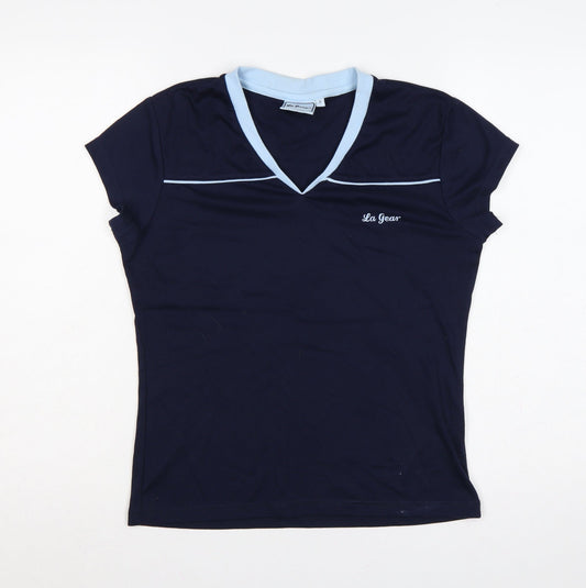 La Gear Teens Blue UK 16 V-Neck Short Sleeve Basic T-Shirt