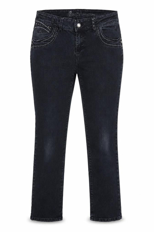 E-vie Women Black UK 14 Glamour Skinny Stretch Studded Jeans