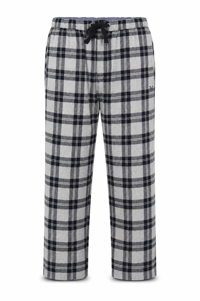 Front view of Crew Clothing Men Grey L Checked Cotton Pyjama Lounge Pants